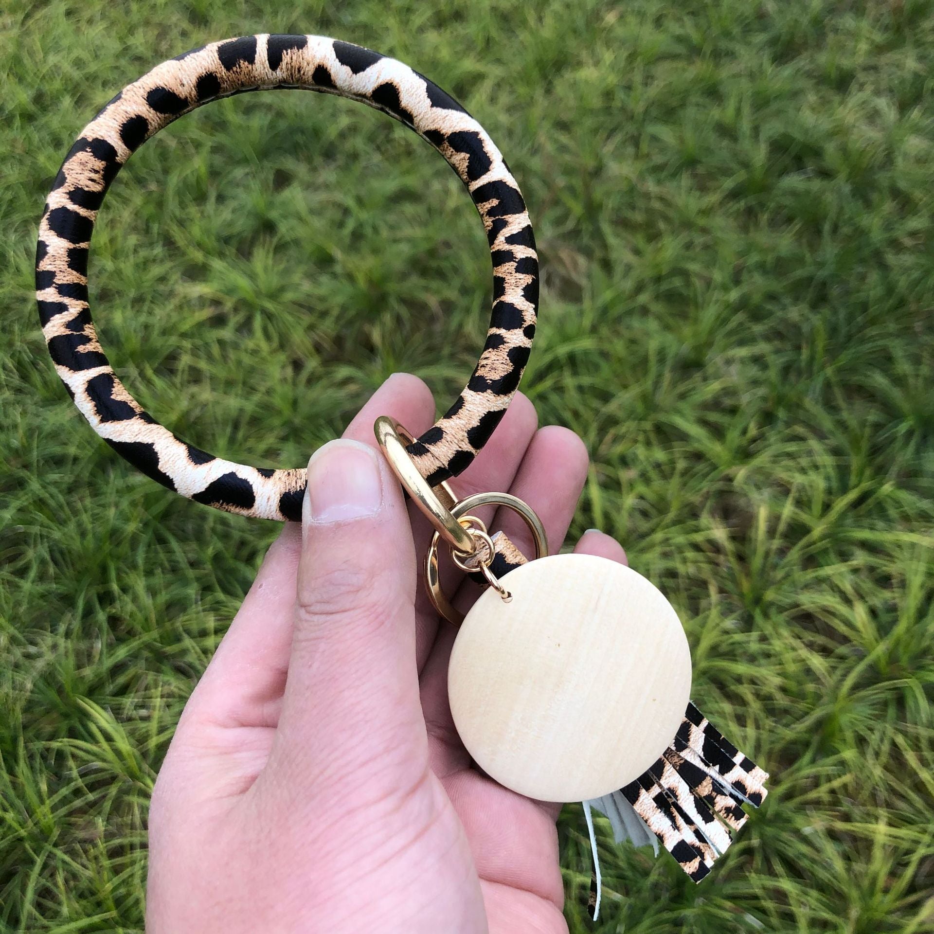 Wholesale Leopard Houndstooth Zebra Tassel Leather Wrist Keychain